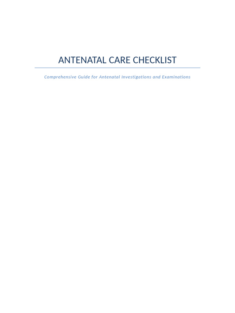 Antenatal Care Checklist | PDF