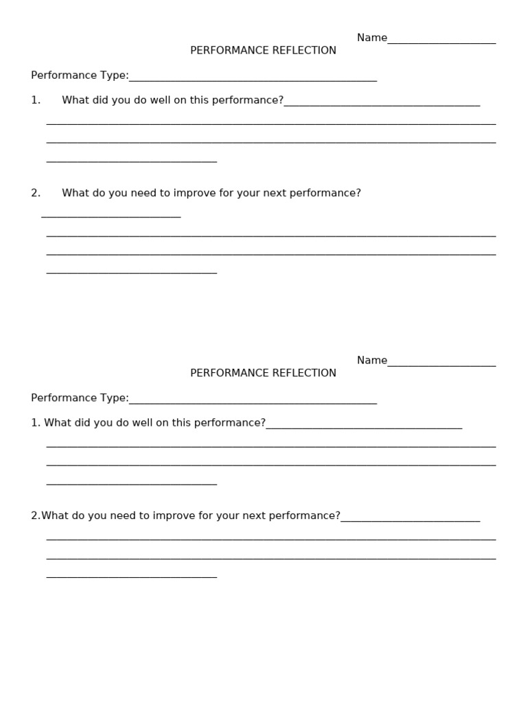 Performance Reflection | PDF