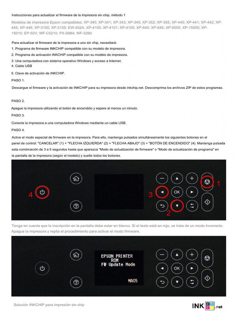 INKCHIP Instruction XP-model | PDF | Impresora (Computación) | Equipo ...