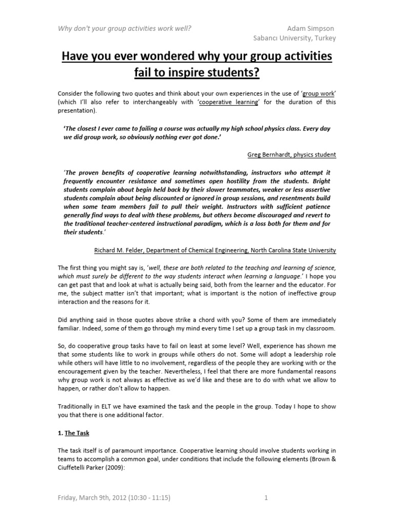 Have You Ever Wondered Why Your Group Activities Fail to Inspire ...