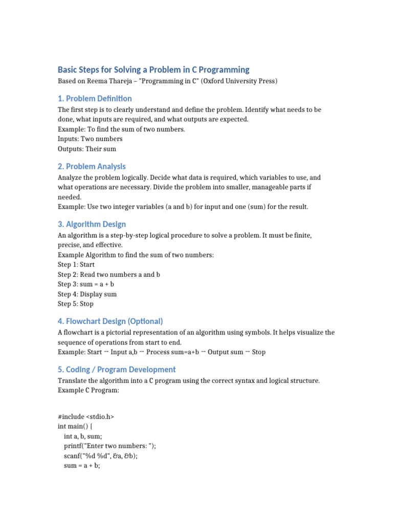 Basic Steps For Solving A Problem | PDF