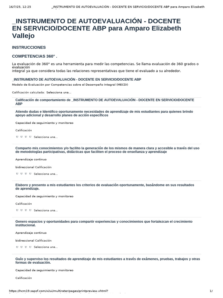 _instrumento de Autoevaluación - Docente en Servicio_docente | PDF ...