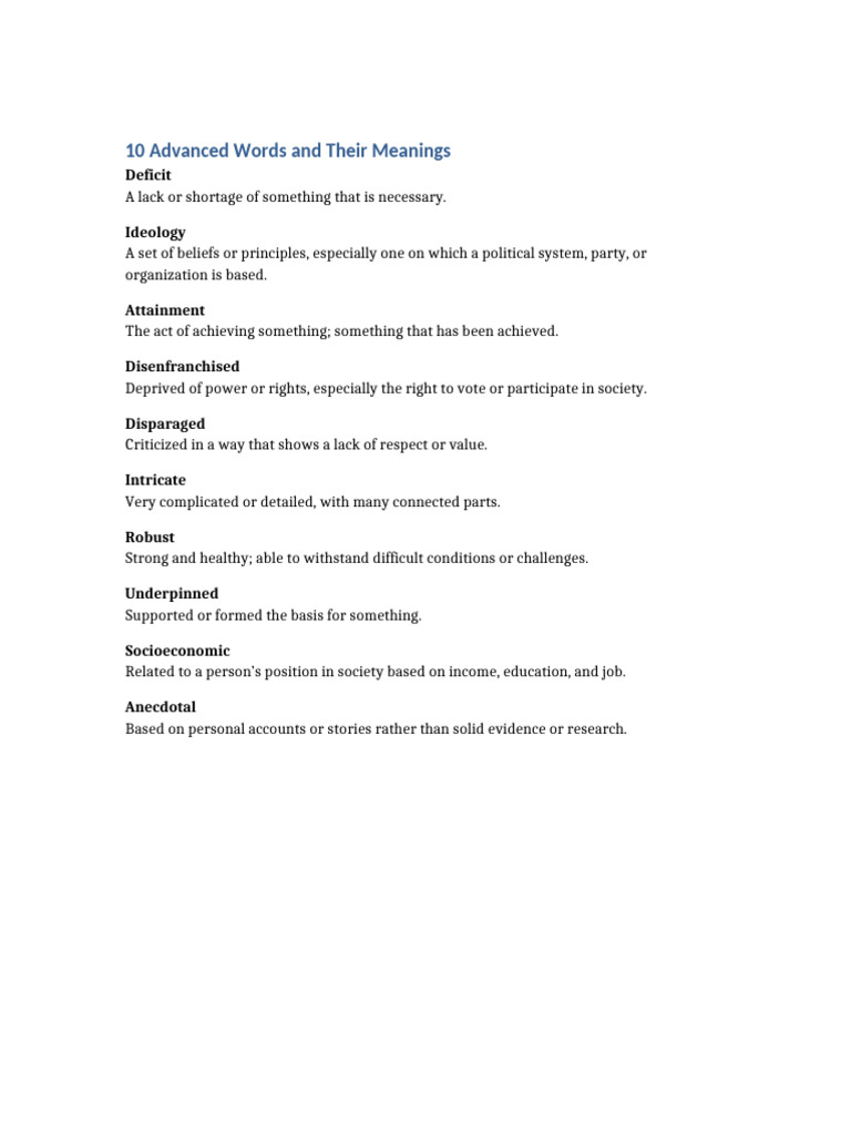 Advanced Words and Meanings | PDF