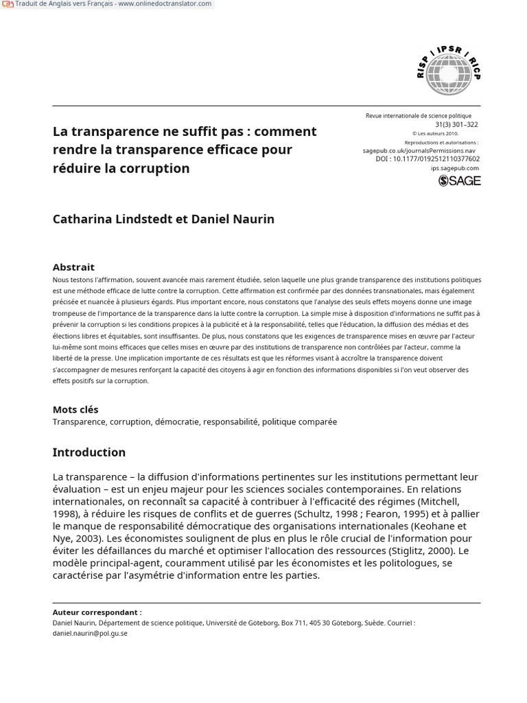 Transparency Is Not Enough Making Transparency Effective in | PDF | la ...