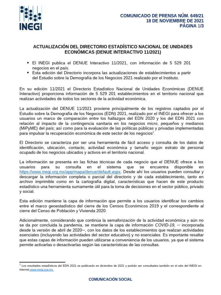 Denue 2021 11 | PDF | Información | Internet
