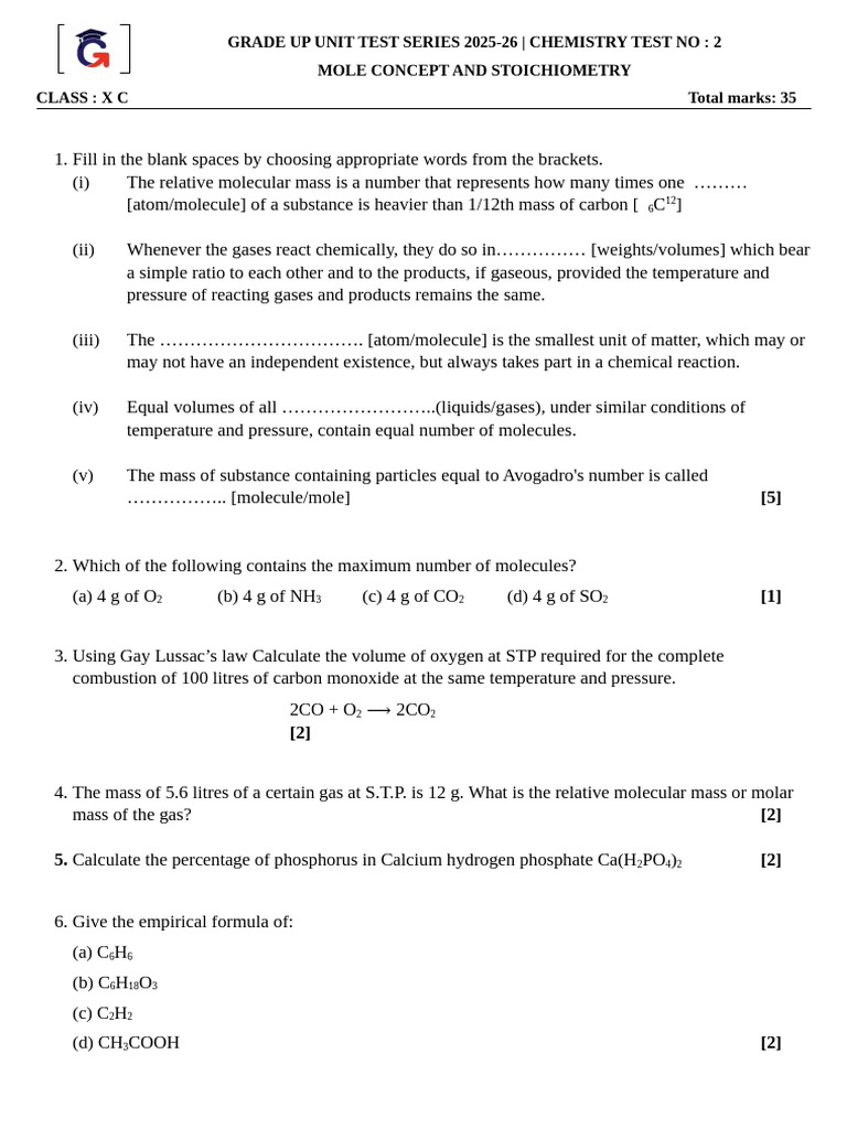 UT 2 CHEM | PDF | Gases | Molecules