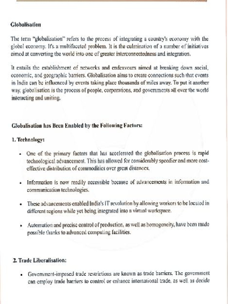 Globalization and Indian Economy Class 10th Notes | PDF