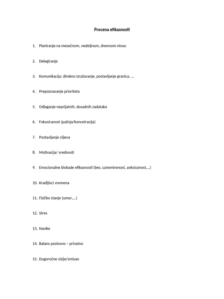 Procena Efikasnosti | PDF