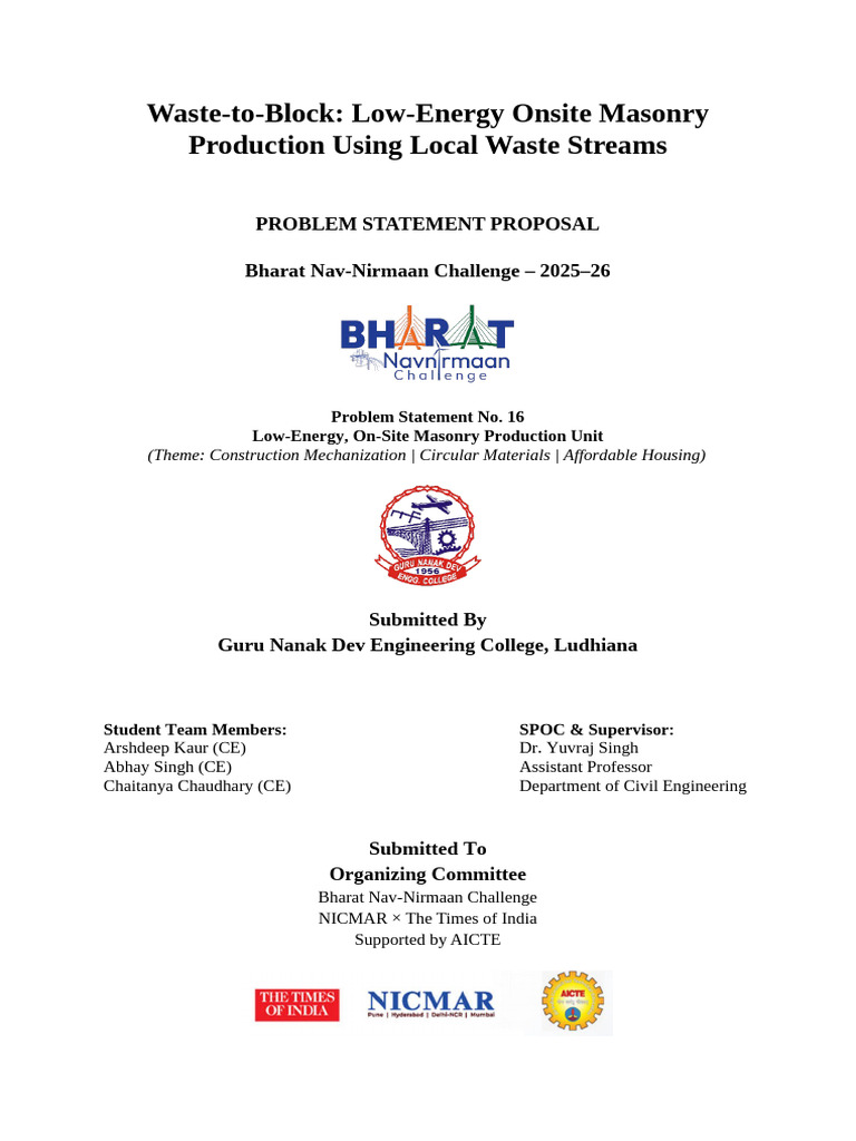 Problem Statement Proposal (GNDEC) | PDF