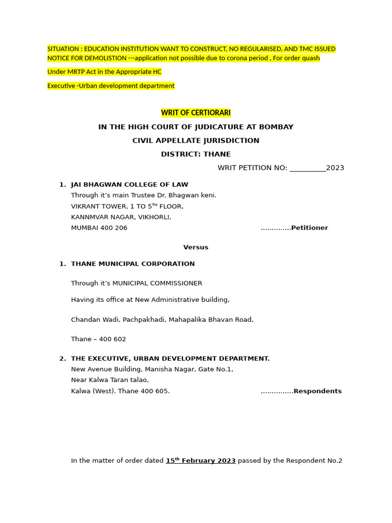 writ_certiorari | PDF | Certiorari | Writ
