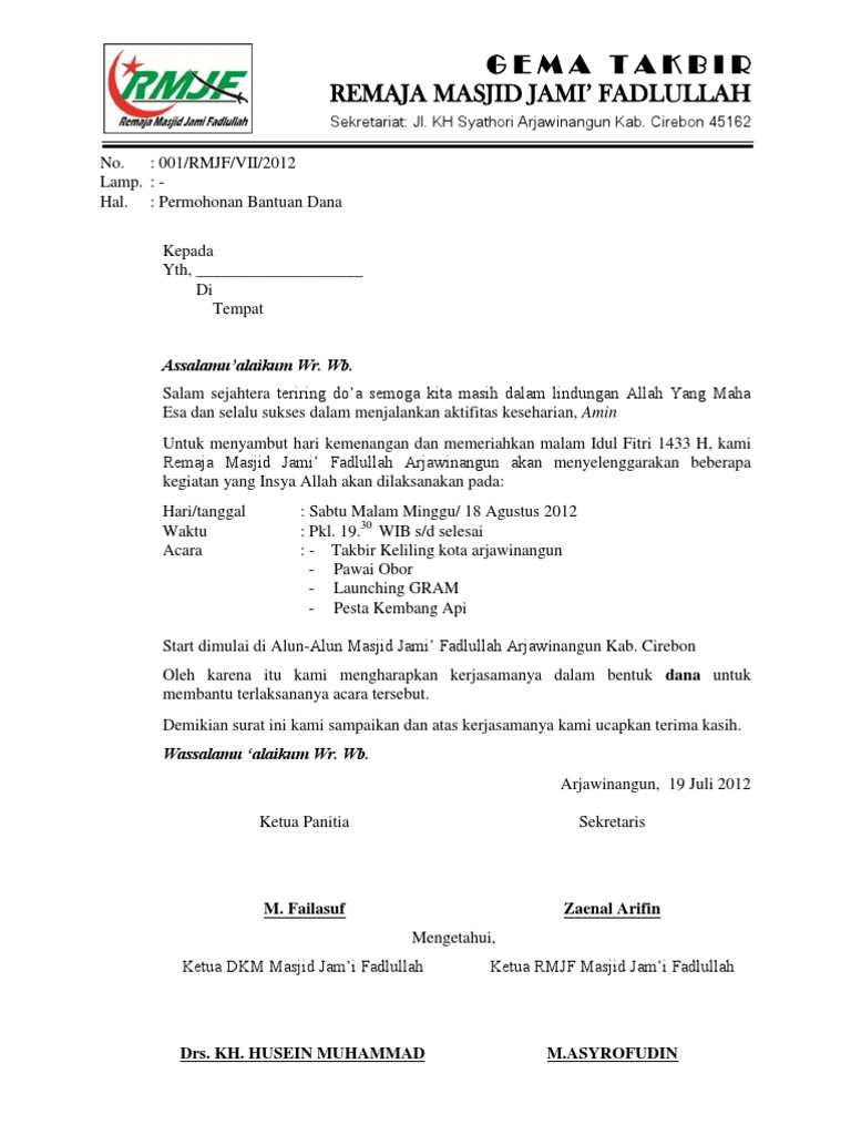 Proposal Sederhana Pawai Takbir Keliling Gram