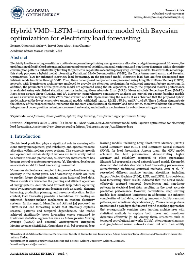Hybrid VMD-LSTM-transformer Model With Bayesian Optimization For ...