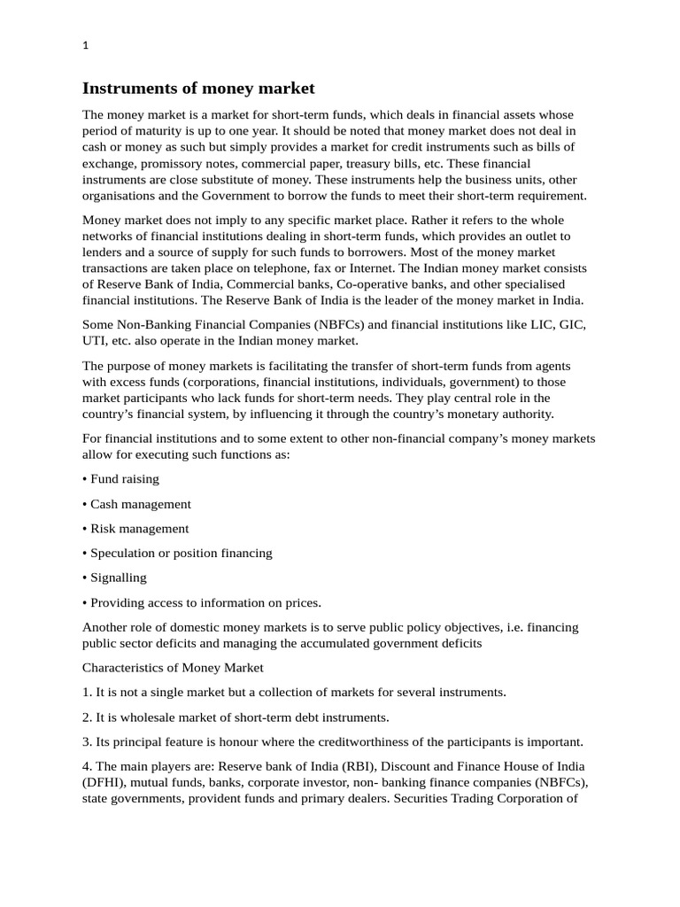 Instruments of Money Market | PDF | Money Market | Commercial Paper