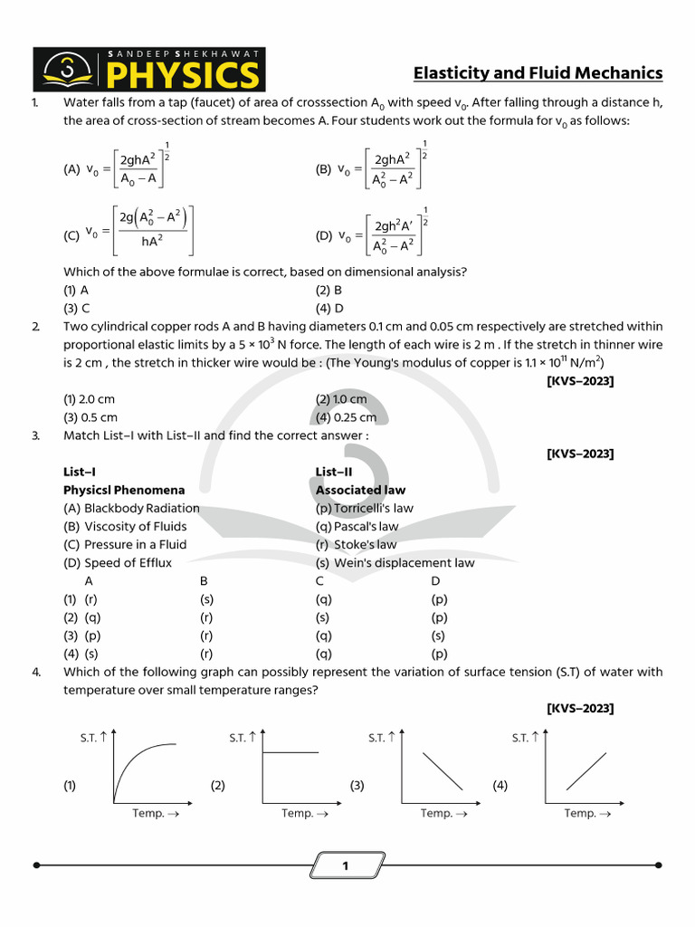 Elasticity and Fluid Mechanics | PDF