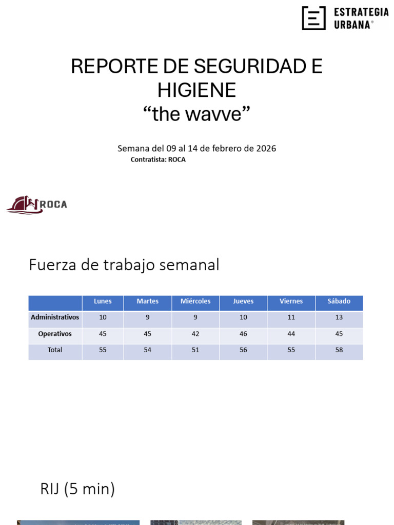 Formato Reporte de Seguridad e Higiene Estructura 9 Al 14 Feb 2026 | PDF