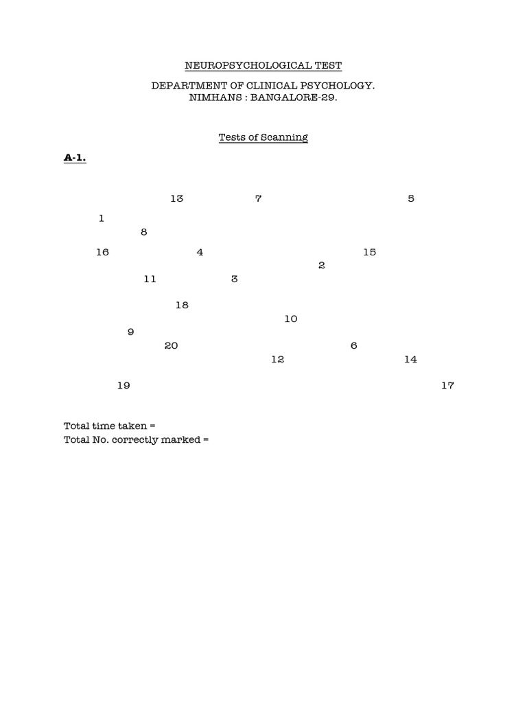 Tests of Scanning | PDF | Psychology | Behavioural Sciences