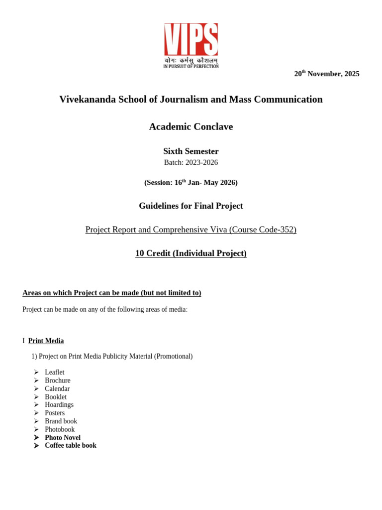 Final Project Guidelines 2025 - 352 | PDF | Public Relations ...