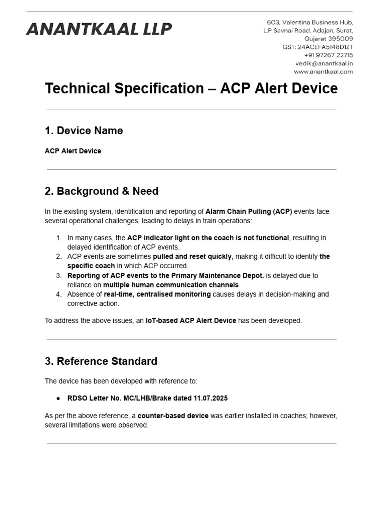 Acp Specs & Working - Anantkaal-1 | PDF | Electrical Connector ...
