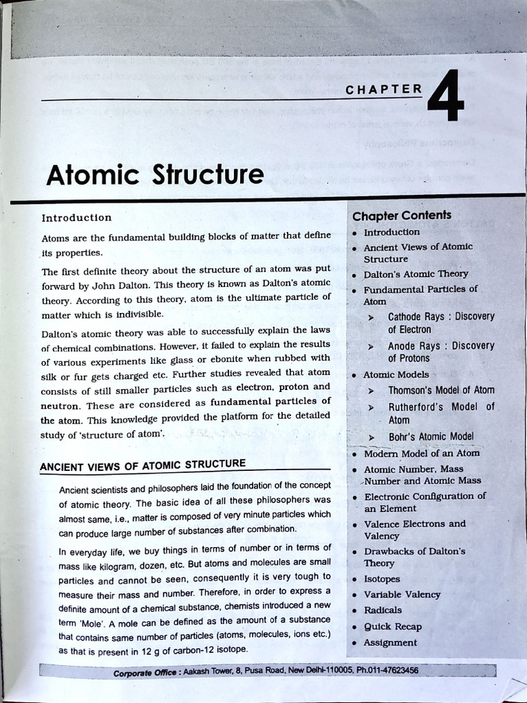 Atomic Structure Class VIII Chemistry ICSE_240604_102131 | PDF