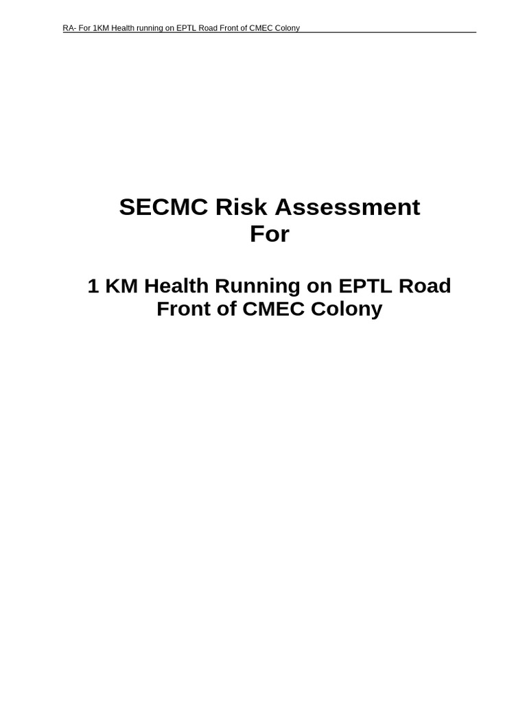 RA for 1 KM Health Running at EPTL Main Road | PDF | Risk Assessment ...