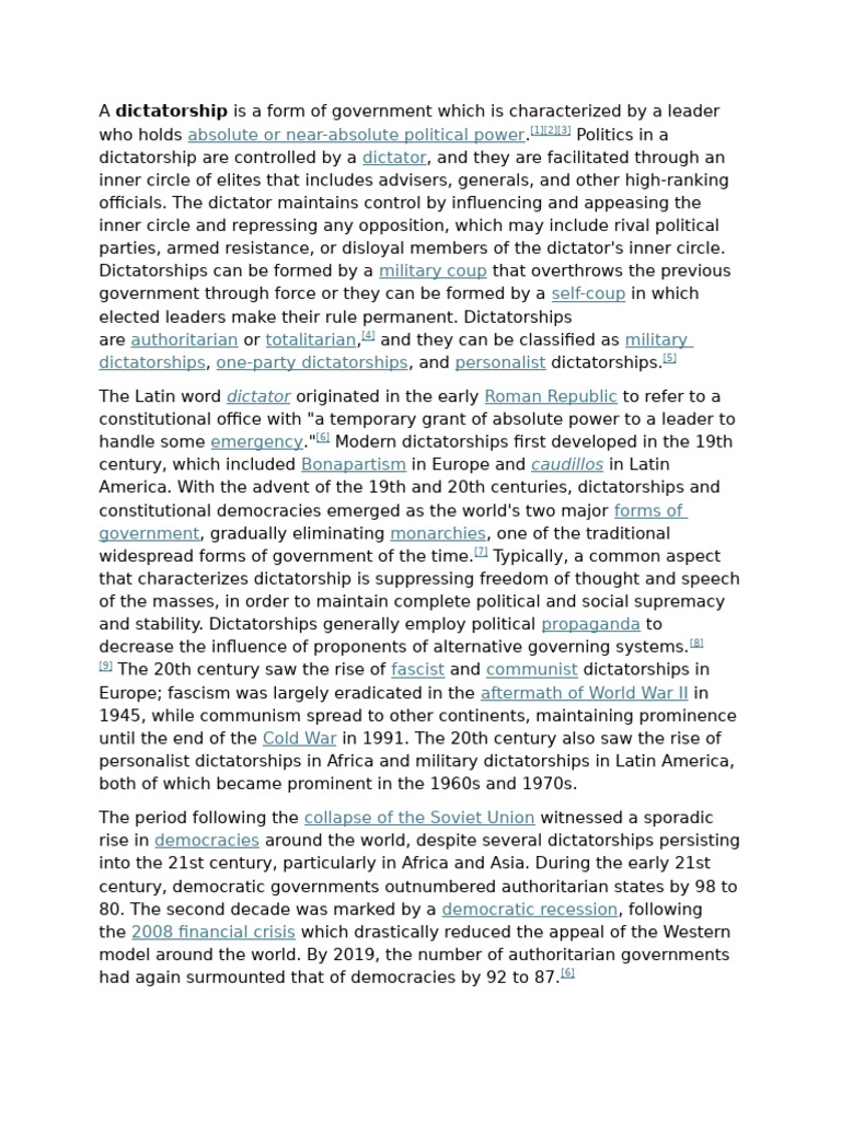Dictatorship | PDF | Dictatorship | Decision Making