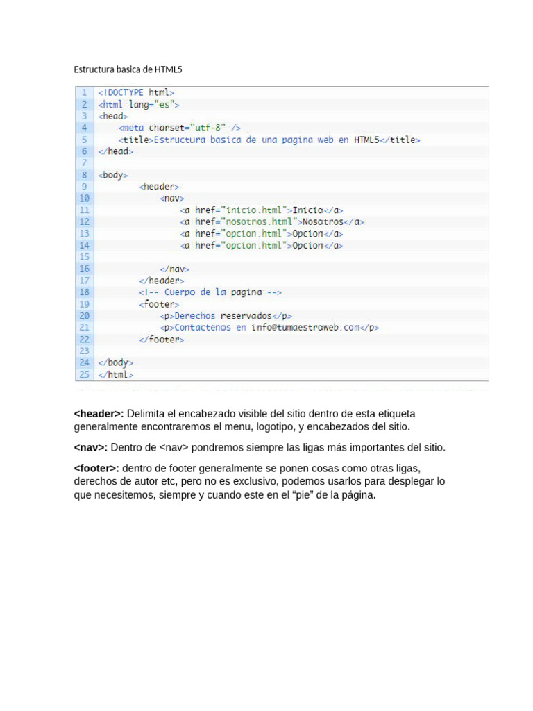 Estructura Basica de HTML5 | PDF