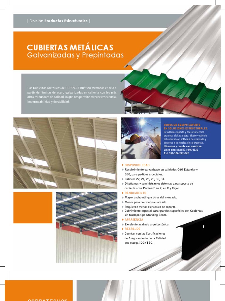 Cubiertas Metálicas Galvanizadas y Prepintadas | PDF | Acero | Medios ...