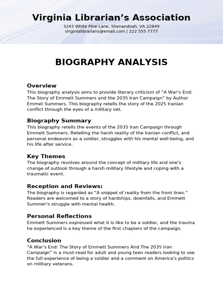 APPROVED Biography Analysis Template | PDF