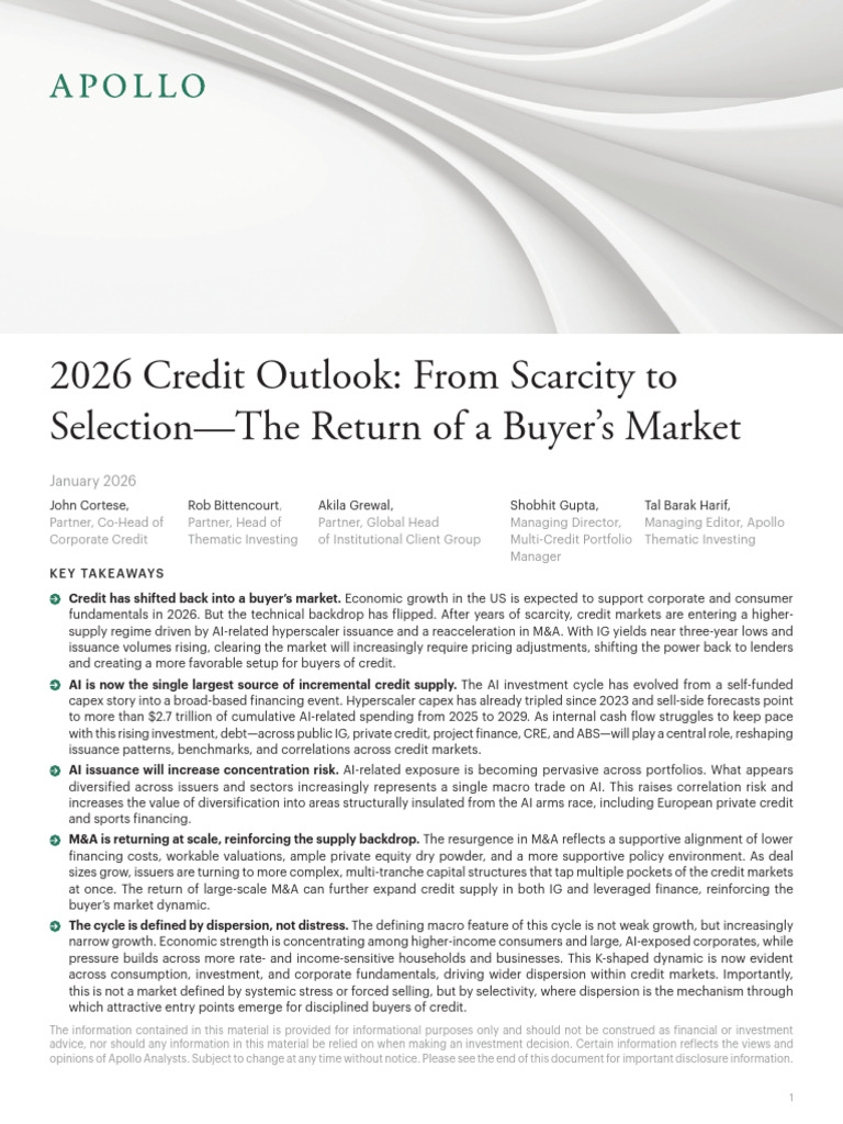 Apollo Global 2026 Credit Outlook | PDF | Gross Domestic Product ...