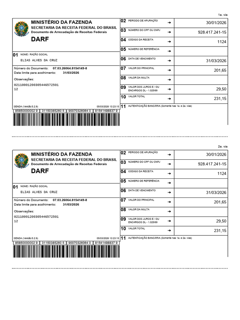 Documento Arrecadacao Parcela | PDF | Brasil