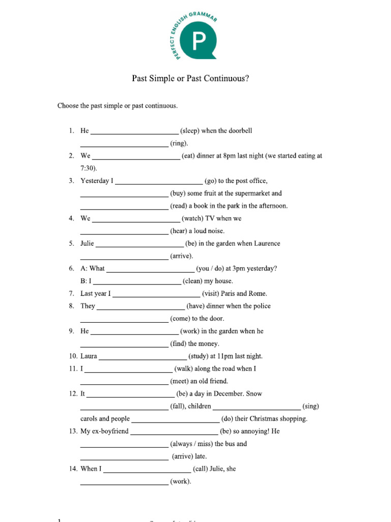 Past Simple Past Cont | PDF
