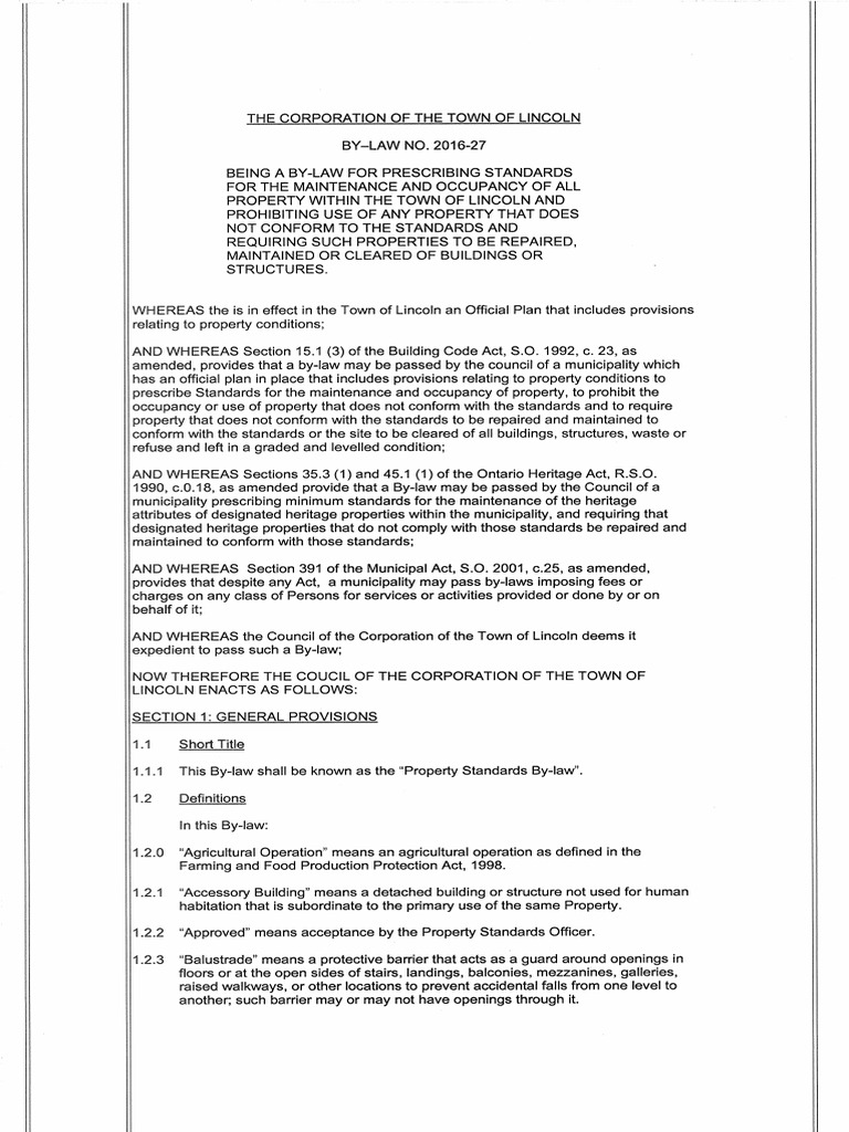 2016-27, Property Standards By-Law | PDF | Chimney | Basement