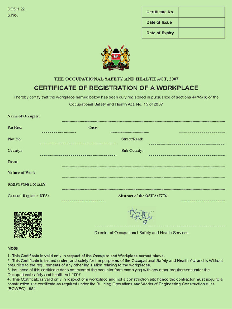 Dosh Certificate 0041994 | PDF