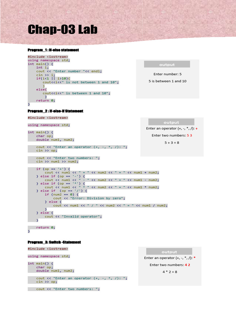 C++ Lab Program for Practice | PDF | Parameter (Computer Programming ...