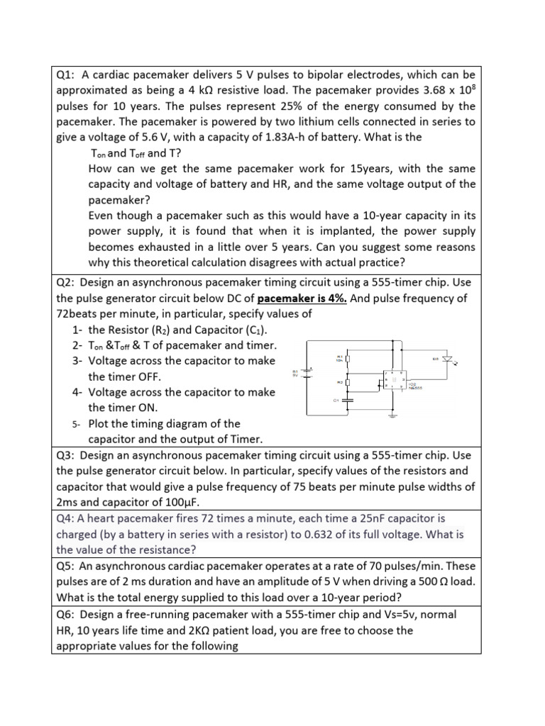 pacemaker Questions | PDF | Capacitor | Electrical Network