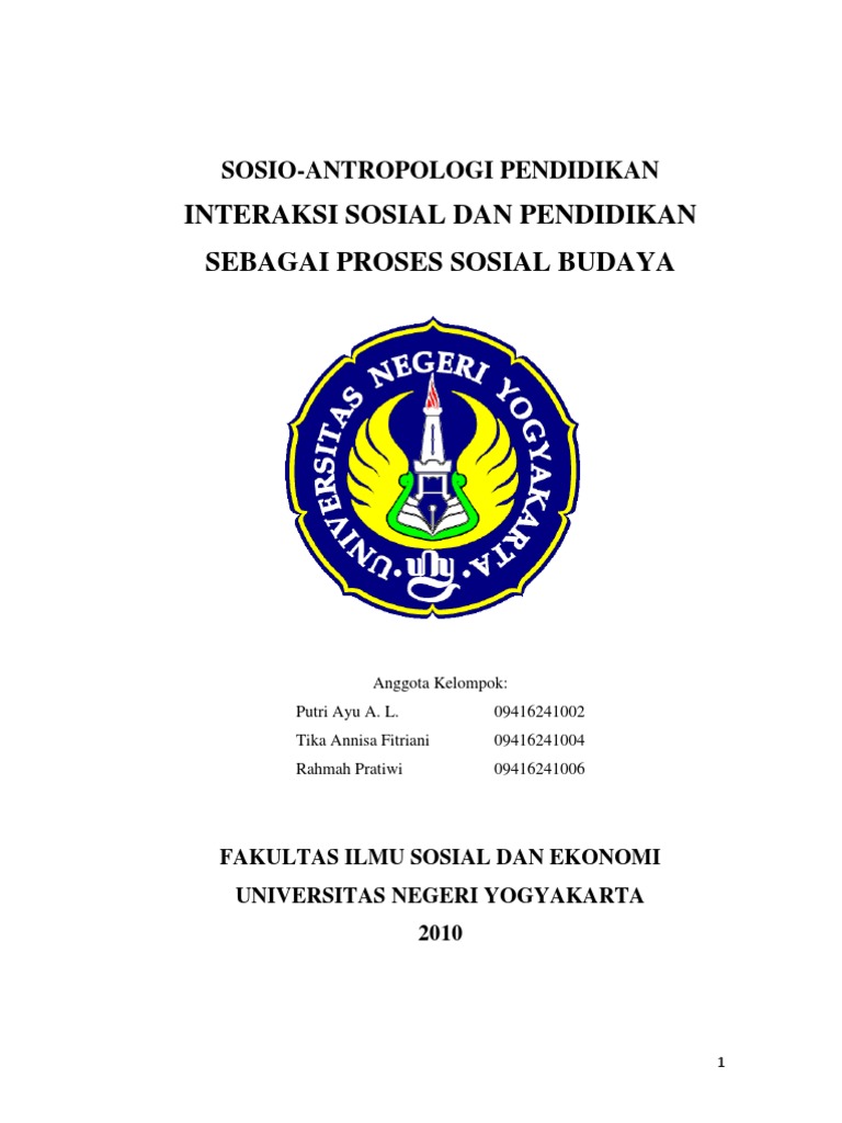 Makalah Interaksi Pendidikan Dan Sosial