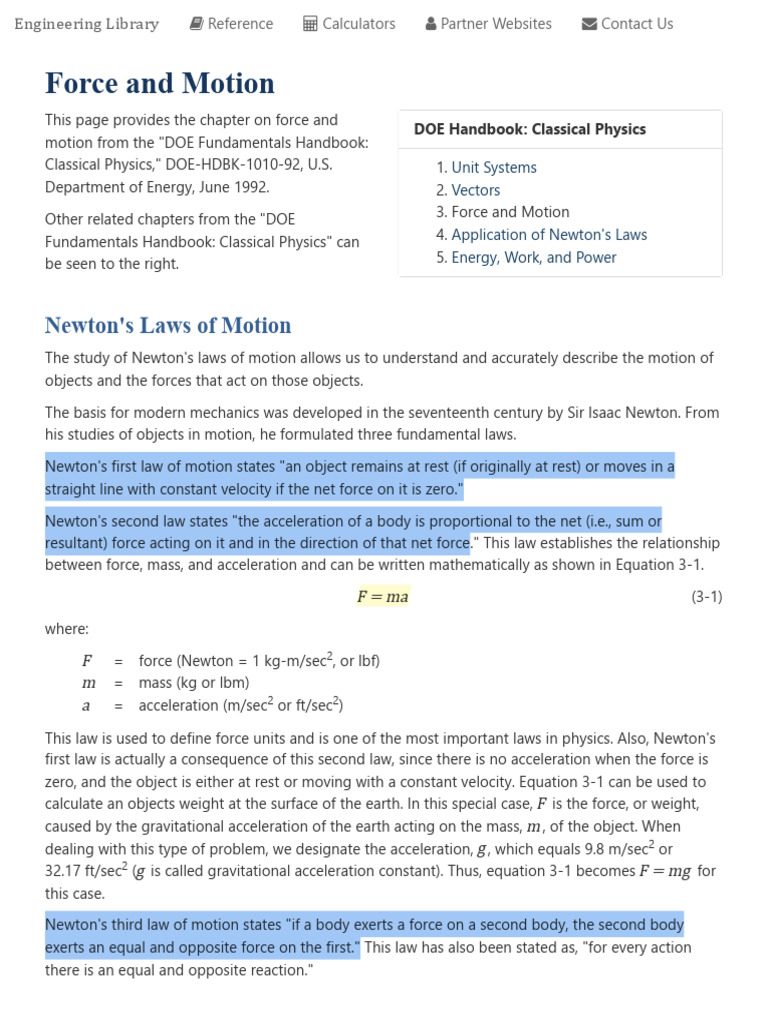 3) Force & Motion _ Engineering Library | PDF | Force | Momentum