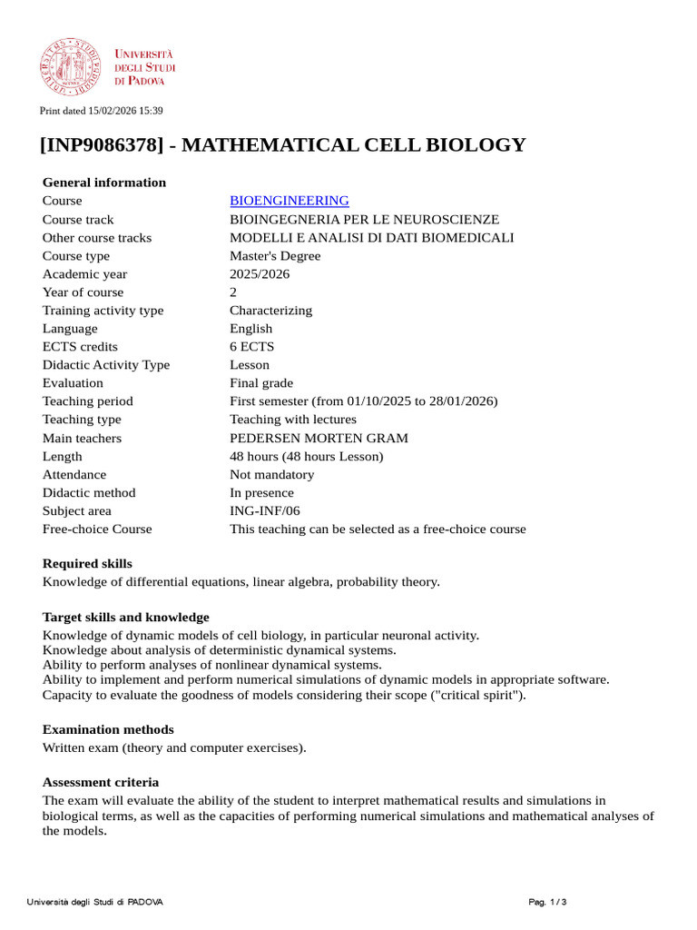 report MATHEMATICAL CELL BIOLOGY | PDF | Mathematical Model | Mathematics