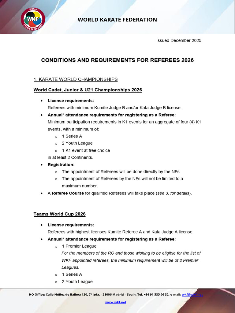 2026 Referee Conditions | PDF | Karate