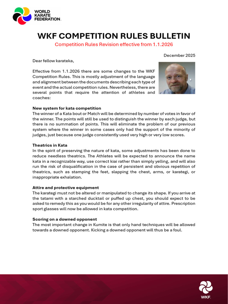 WKF Competition Rules Bulletin 2026 - V2 | PDF | Karate | East Asian ...