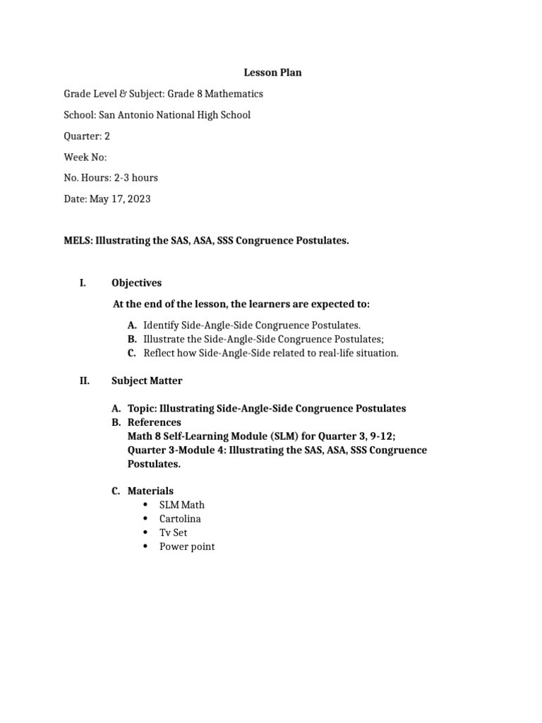 Lesson Plan Final Demo | PDF | Teaching | Learning