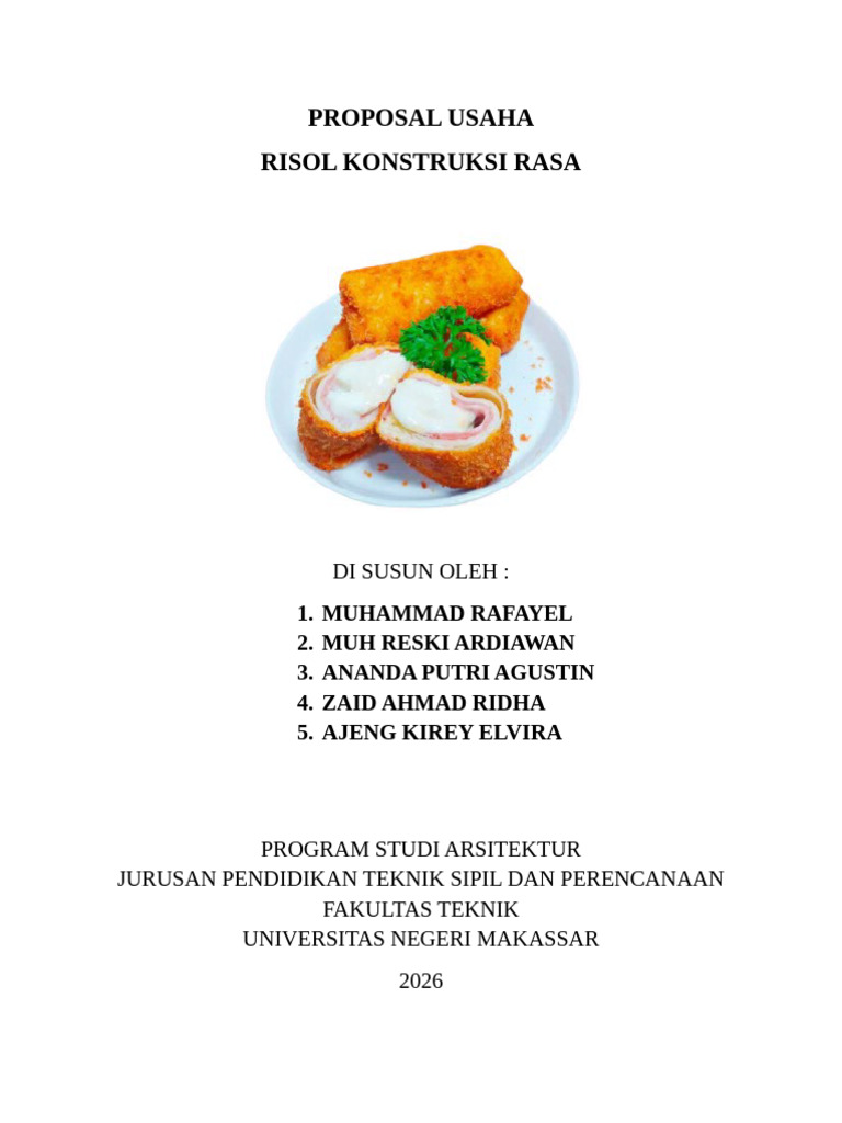Proposal Usaha Risol Kontruksi Rasa-1 | PDF