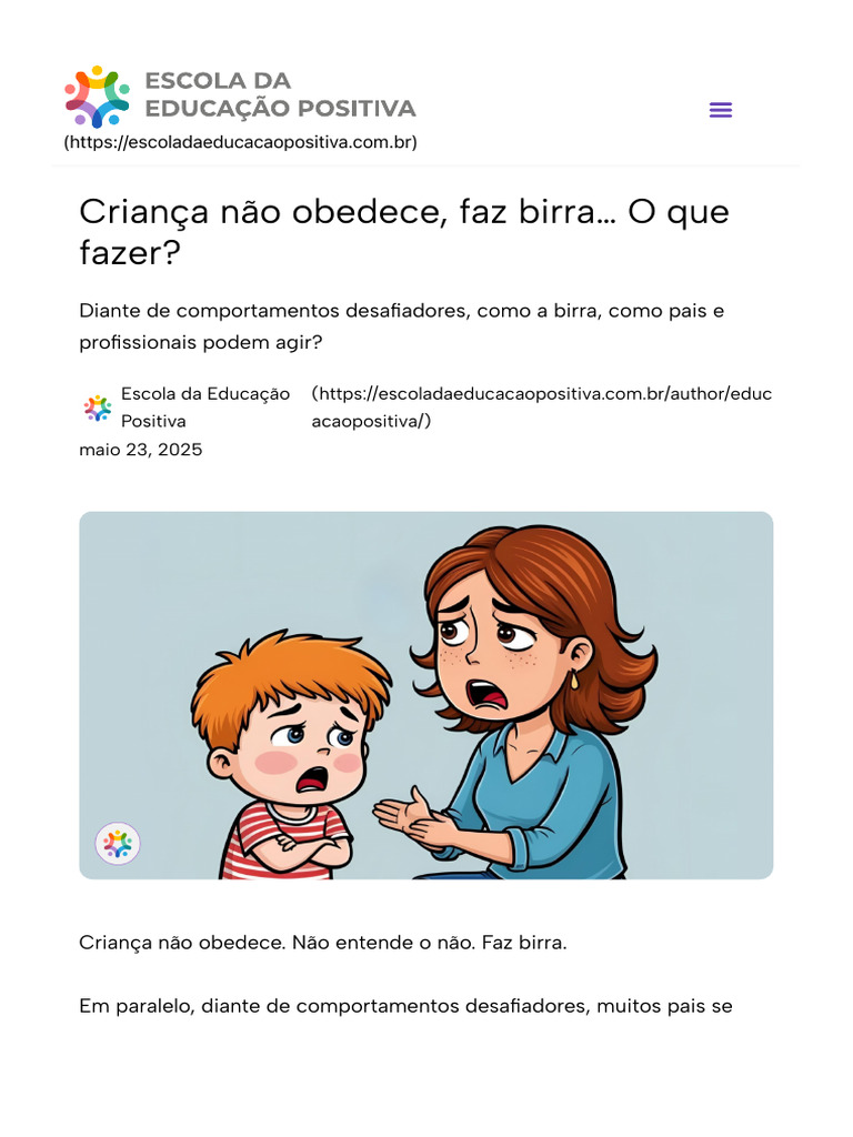 Criança Não Obedece, Faz Birra... O Que Fazer - Escola Da Educação ...