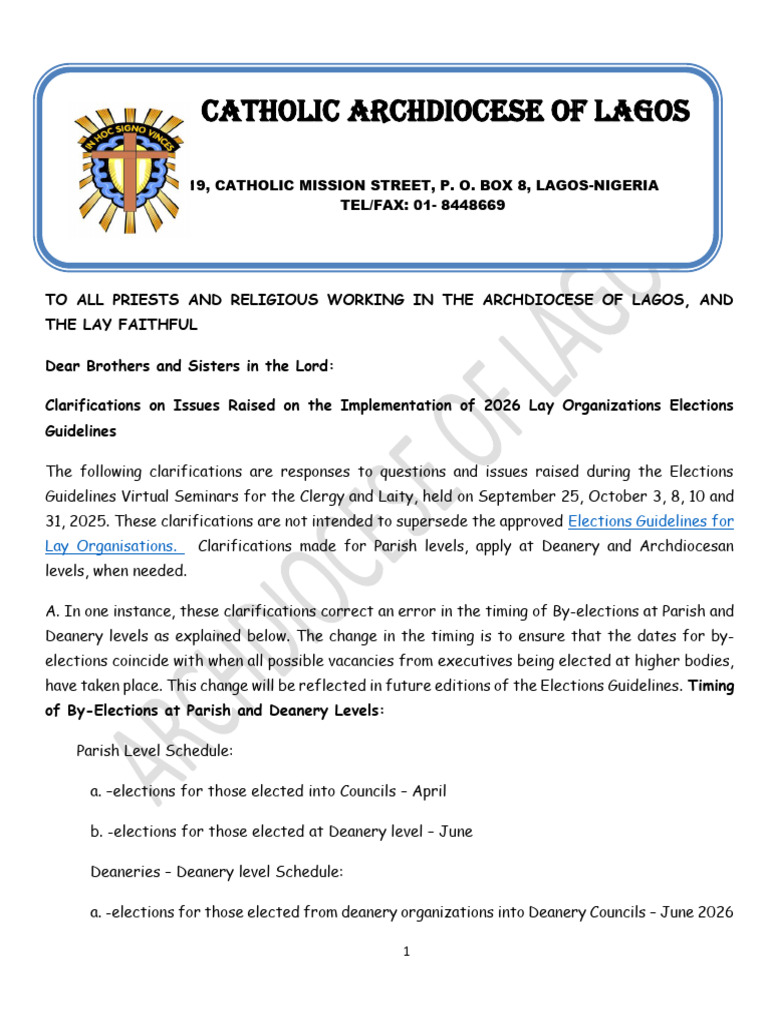 Special Circular Lay Apo | PDF | Parish | Laity