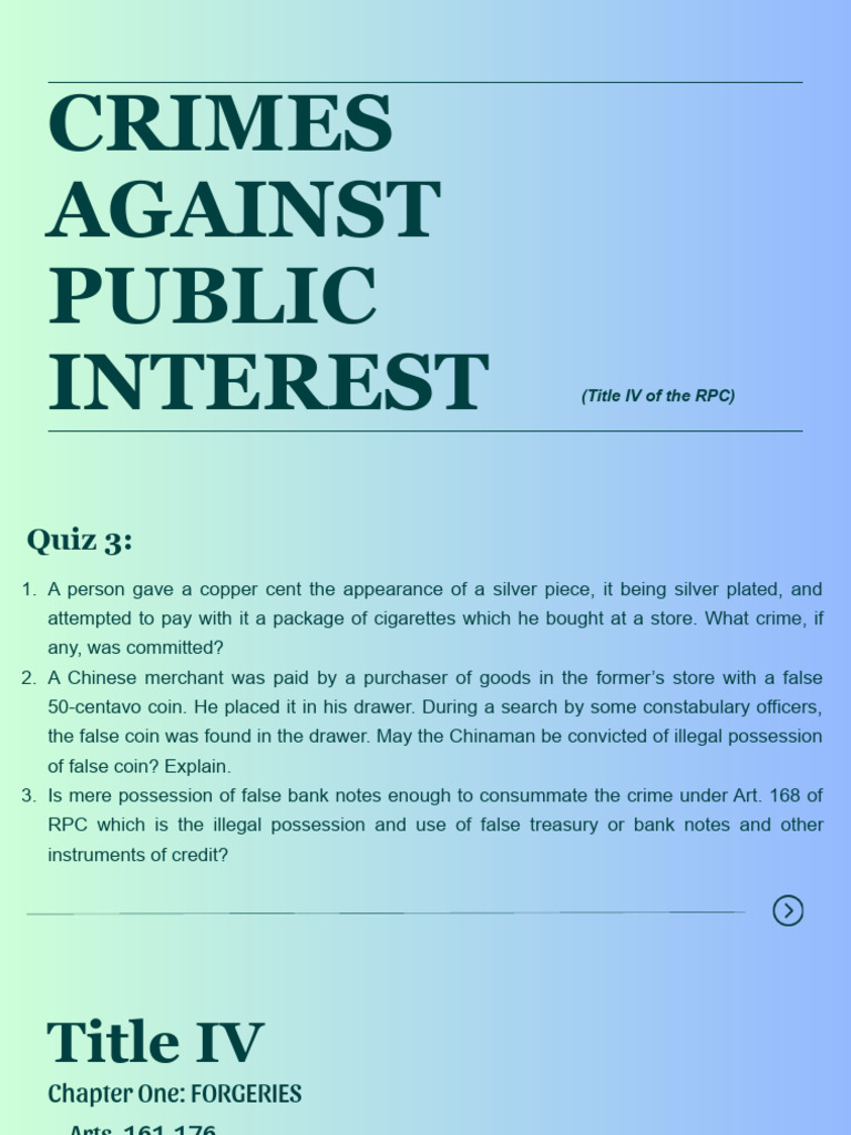 Title 4 Chapter I RPC | PDF | Forgery