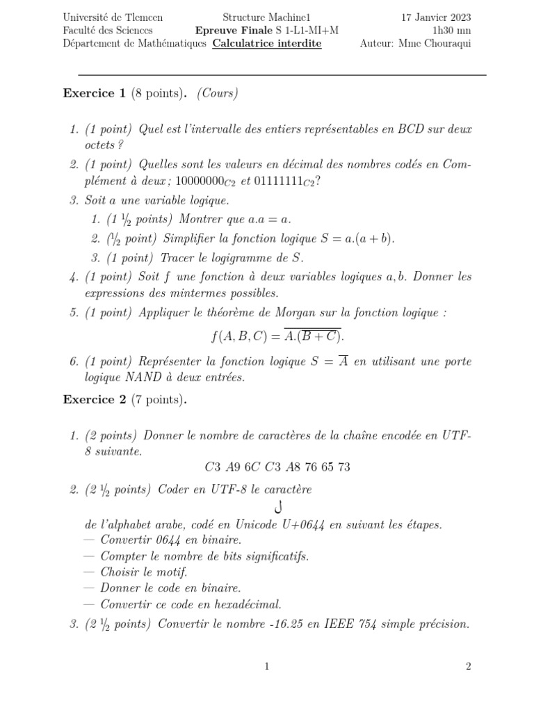 Exam 3 + Solution Archi | PDF | Logique mathématique | Architecture ...
