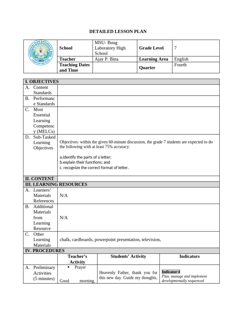 Dlp-Day 5 | PDF | Teachers | Lesson Plan