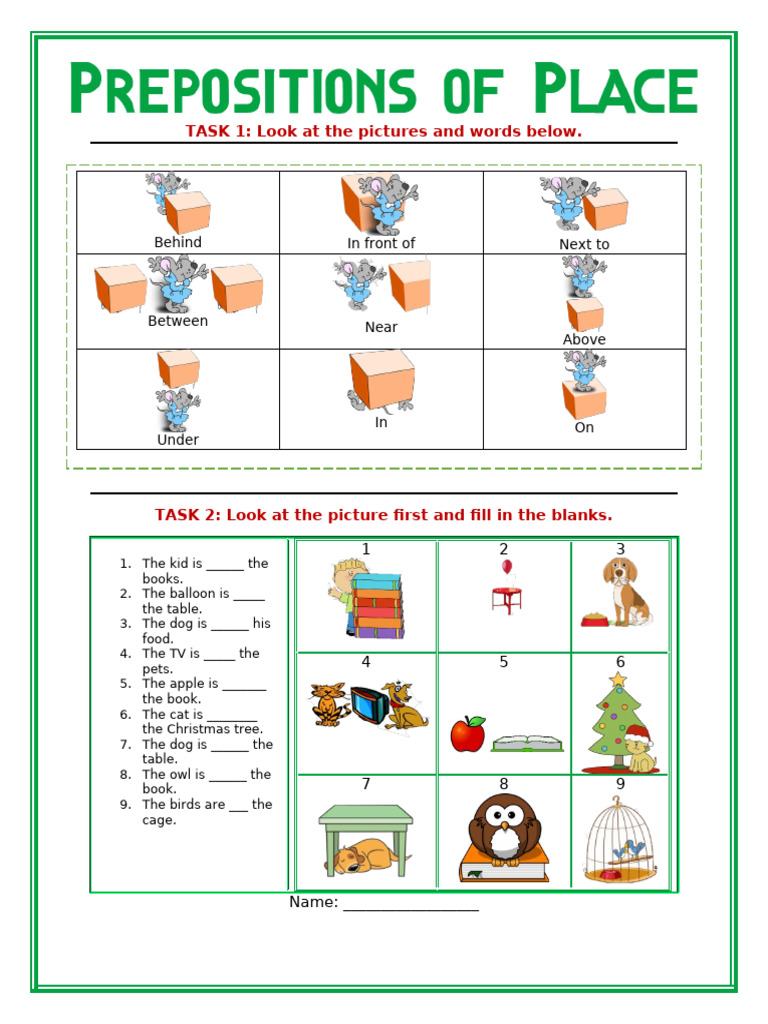 Prepositions of Place Grammar Drills Grammar Guides 137356 | PDF