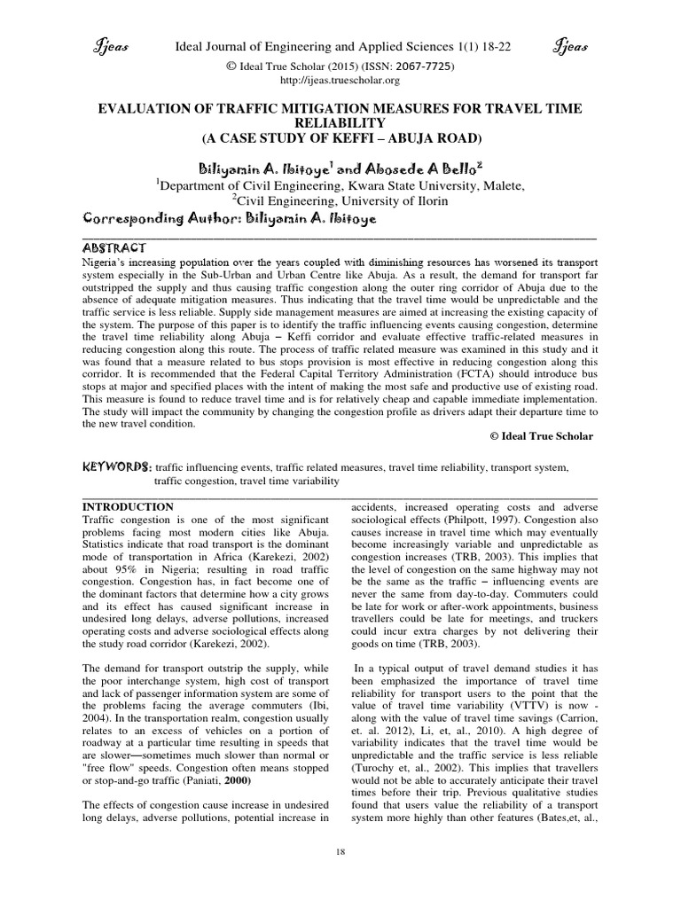 Evaluation of Traffic Mitigation Measure | PDF | Traffic Congestion ...