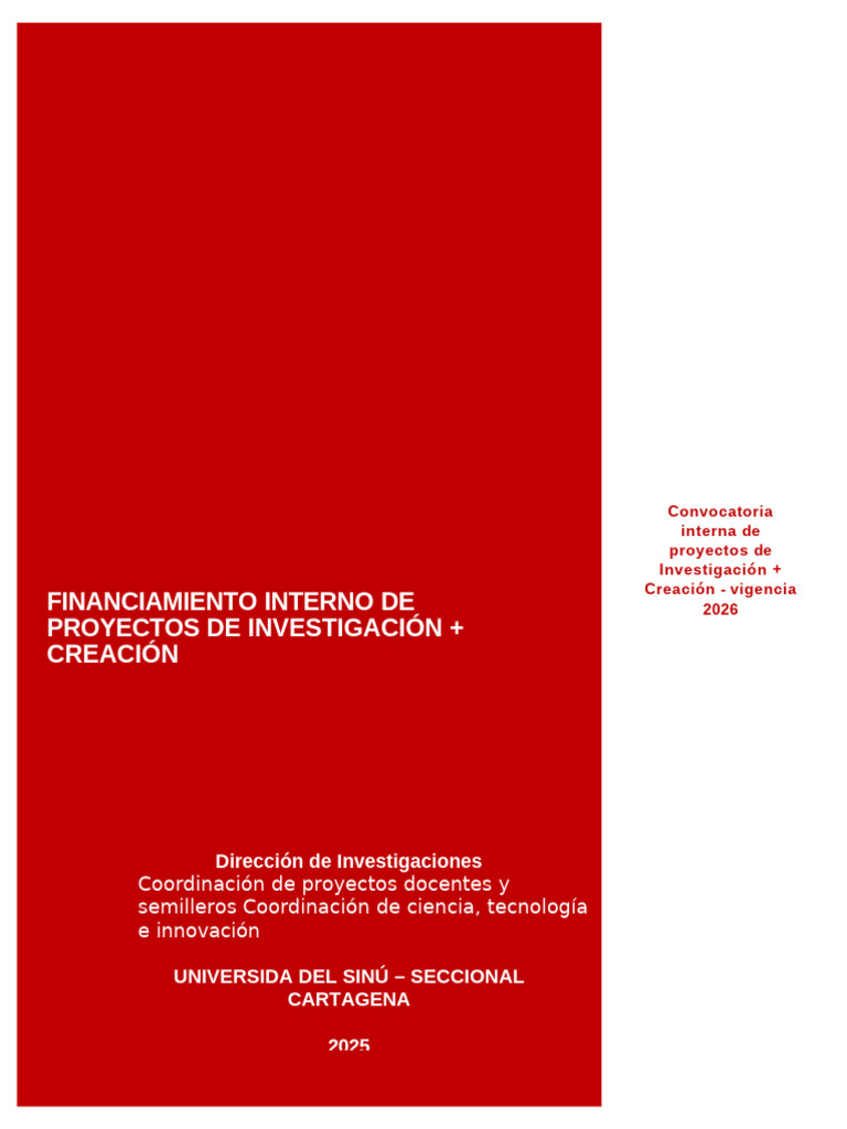TDR - Convocatoria Interna Proyectos 2026 - Investigacion - Creacion ...